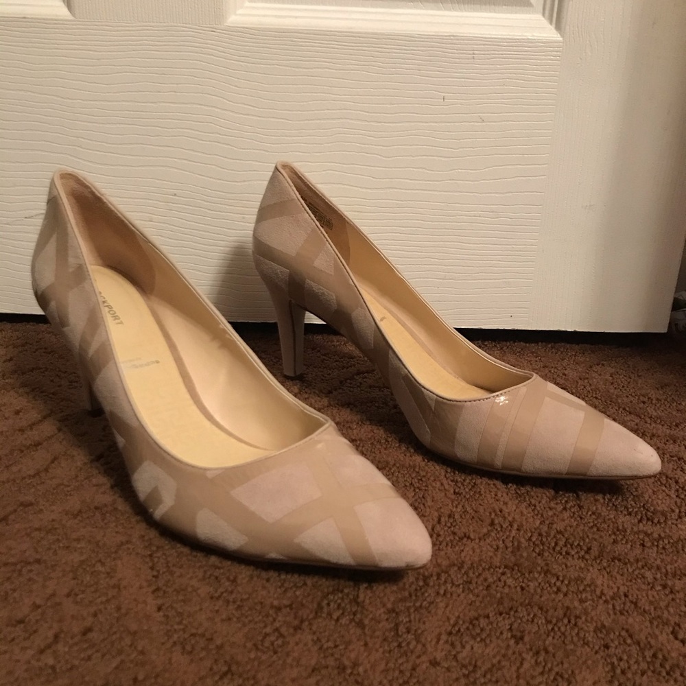 Leather/suede Rockport/Adidas Nude Heels